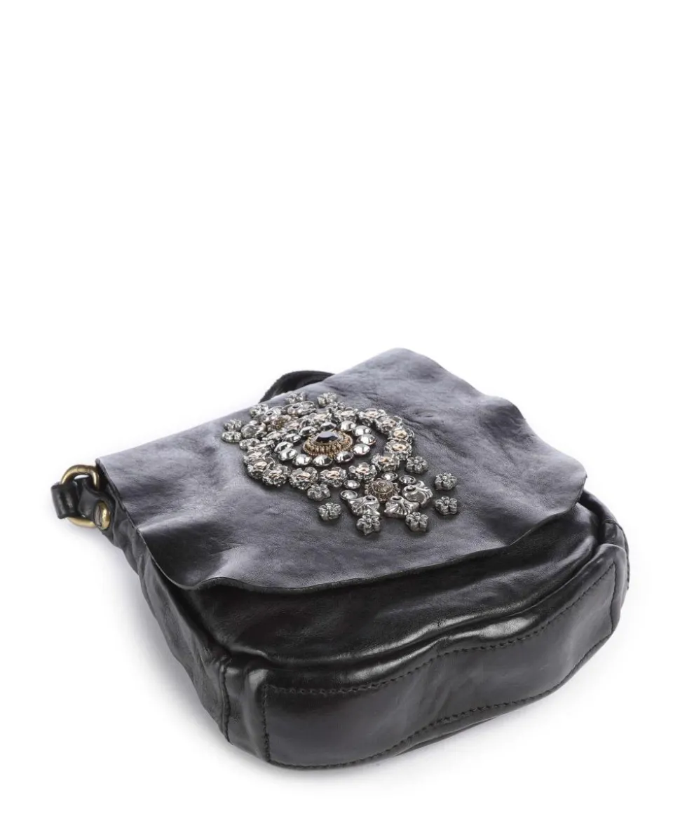 Umhängetasche fein genarbtes Rindsleder schwarz