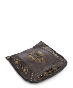 Umhängetasche fein genarbtes Rindsleder dunkelgrau