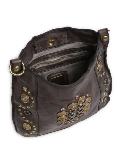 Umhängetasche fein genarbtes Rindsleder dunkelgrau