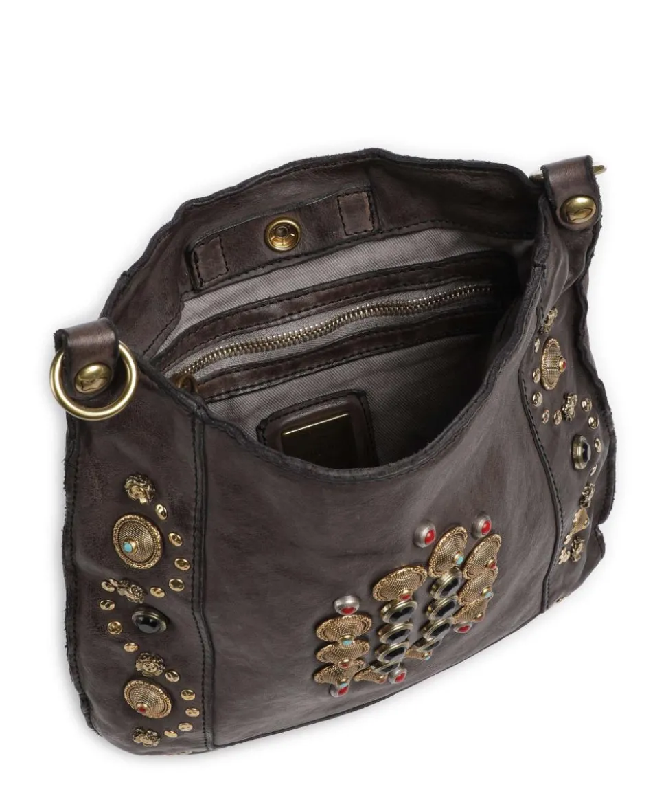 Umhängetasche fein genarbtes Rindsleder dunkelgrau