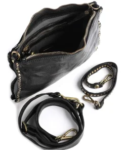 Umhängetasche fein genarbtes Leder schwarz