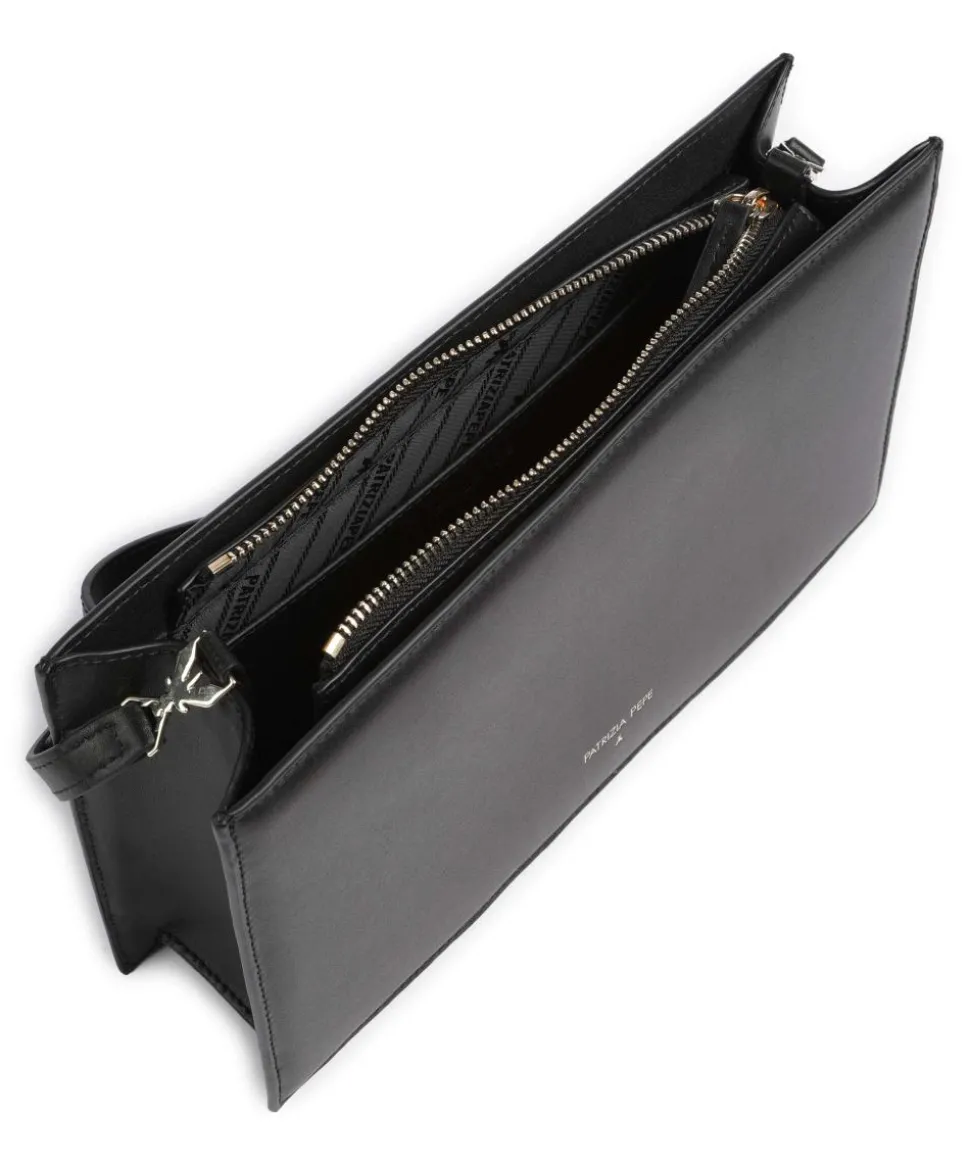 Umhängetasche fein genarbtes Kalbsleder schwarz