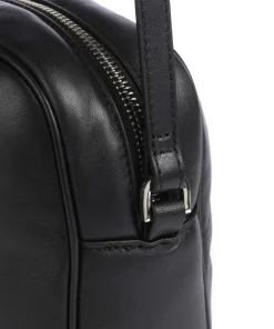 Umhängetasche fein genarbtes Leder schwarz