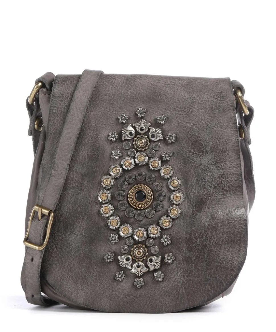 Umhängetasche fein genarbtes Rindsleder stein