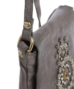 Umhängetasche fein genarbtes Rindsleder stein