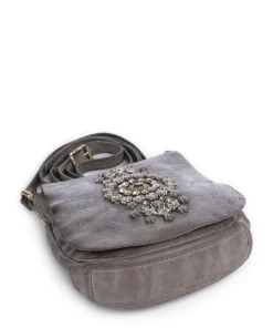 Umhängetasche fein genarbtes Rindsleder stein