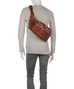 Umhängetasche genarbtes Rindsleder cognac