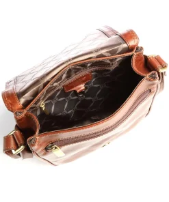 Umhängetasche genarbtes Rindsleder braun