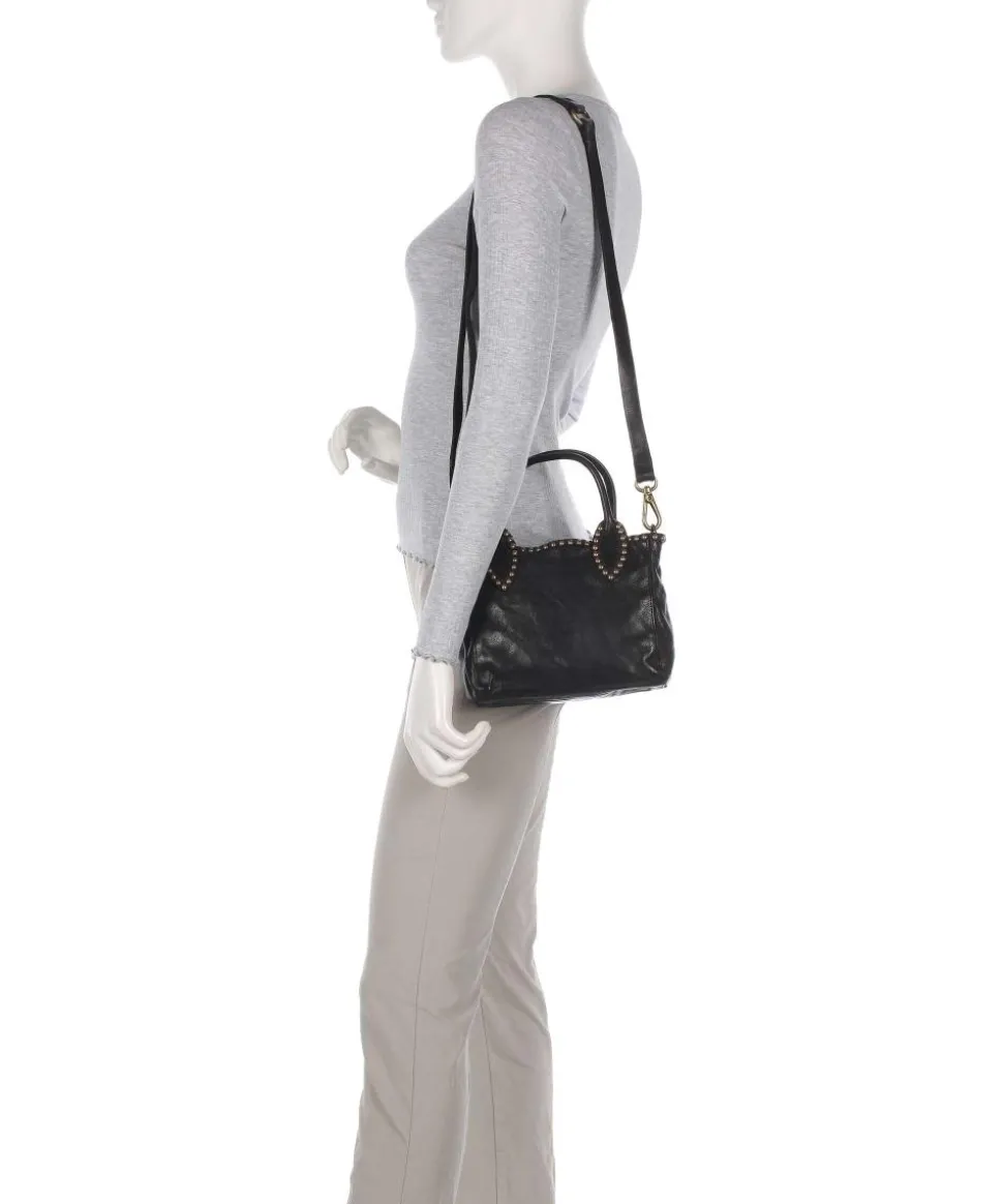 Umhängetasche genarbtes Rindsleder schwarz