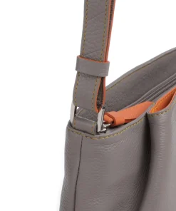 Umhängetasche genarbtes Rindsleder grau