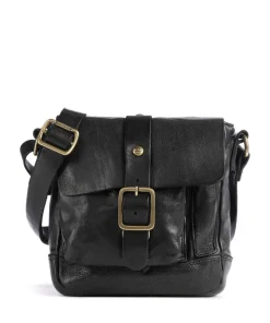 Umhängetasche genarbtes Rindsleder schwarz