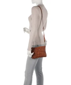 Umhängetasche genarbtes Rindsleder cognac