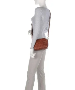 Umhängetasche genarbtes Rindsleder cognac