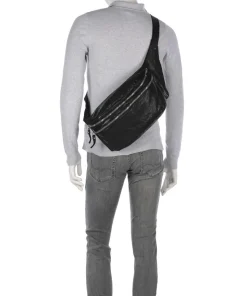 Umhängetasche genarbtes Rindsleder schwarz