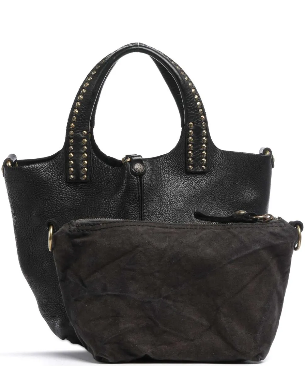 Umhängetasche genarbtes Rindsleder schwarz