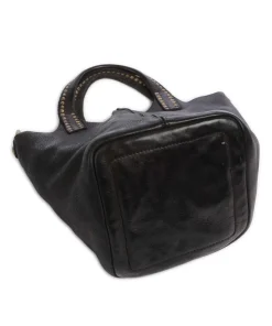 Umhängetasche genarbtes Rindsleder schwarz