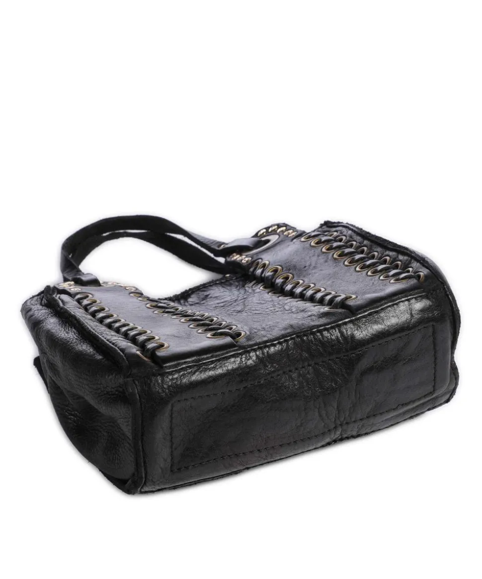 Umhängetasche genarbtes Rindsleder schwarz