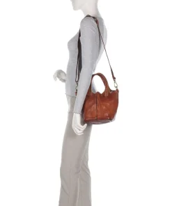 Umhängetasche genarbtes Rindsleder cognac