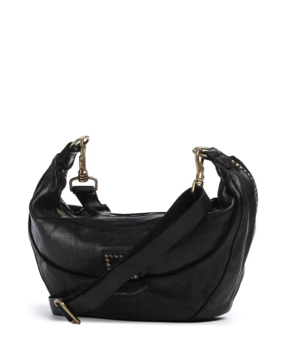 Umhängetasche genarbtes Rindsleder schwarz