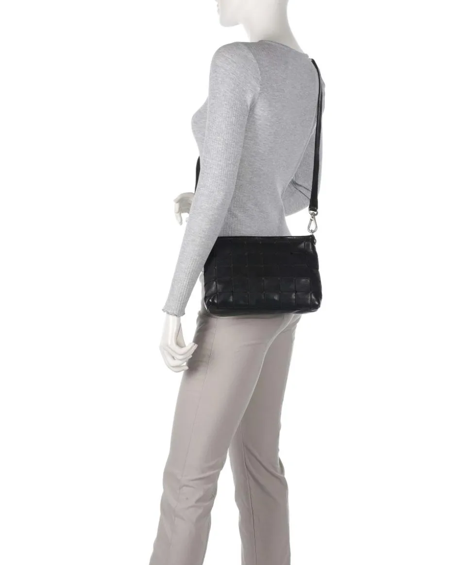 Umhängetasche genarbtes Rindsleder schwarz