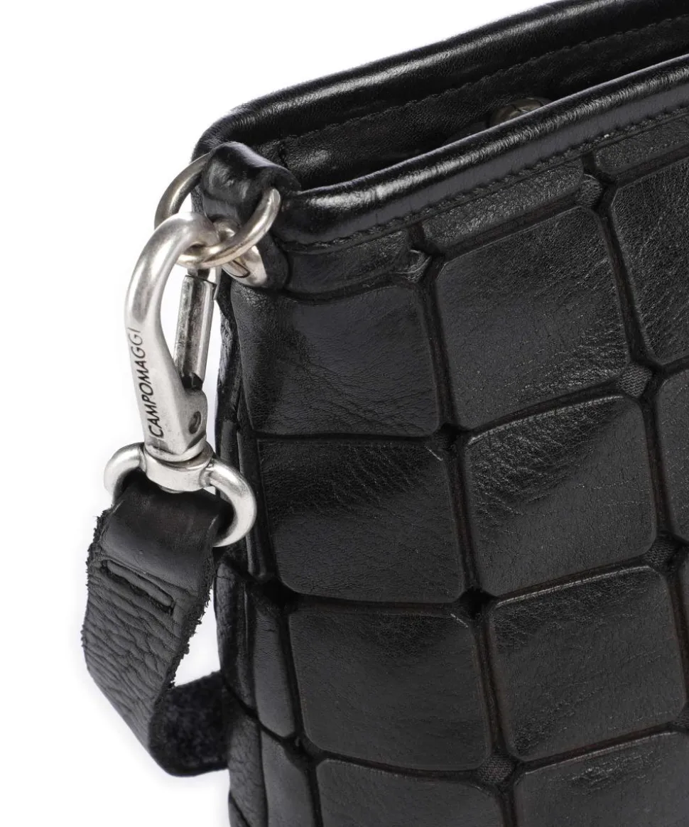 Umhängetasche genarbtes Rindsleder schwarz