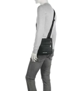 Umhängetasche Lederimitat schwarz