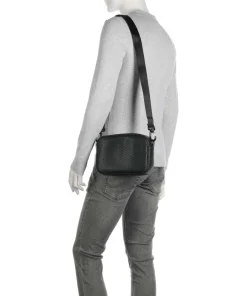 Umhängetasche Lederimitat schwarz