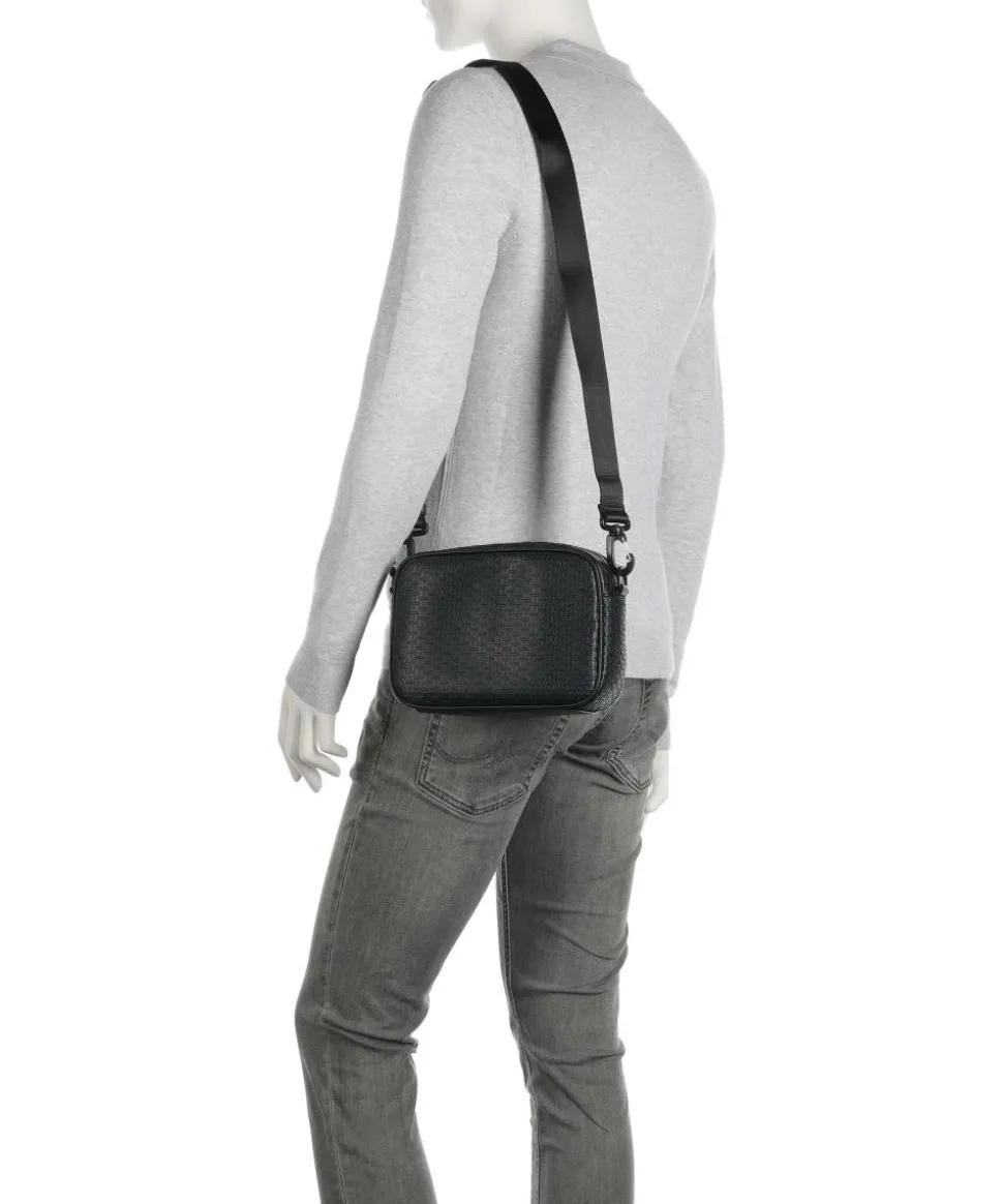 Umhängetasche Lederimitat schwarz