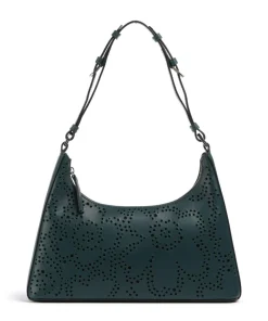 Unikko Imprint Schultertasche Leder dunkelgrün