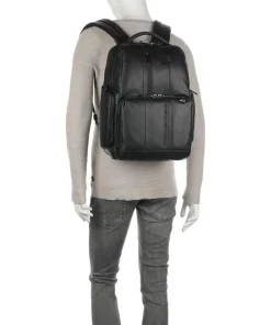 Urban Laptop-Rucksack 15″ fein genarbtes Rindsleder schwarz