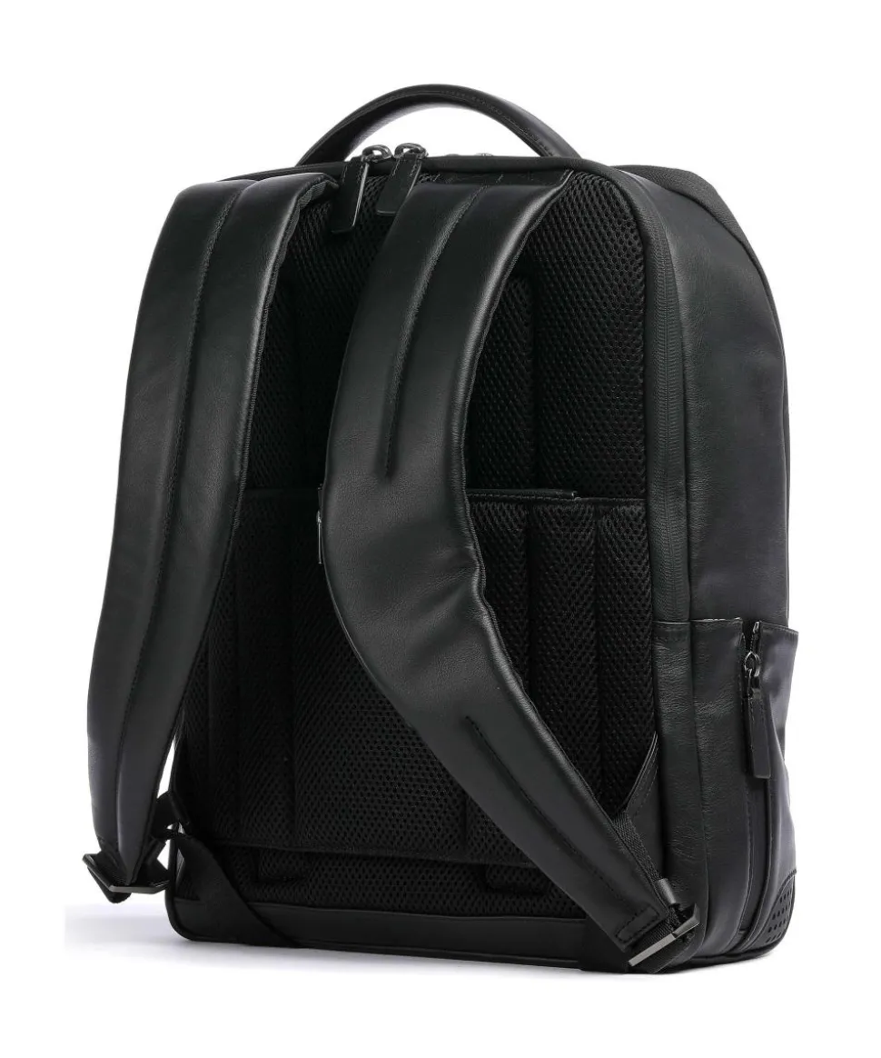 Urban Laptop-Rucksack 15″ fein genarbtes Rindsleder schwarz