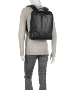 Urban Laptop-Rucksack 15″ fein genarbtes Rindsleder schwarz