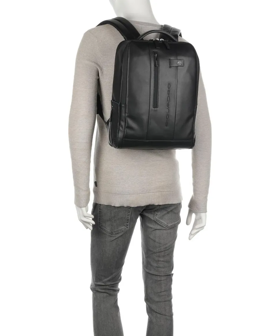 Urban Laptop-Rucksack 15″ fein genarbtes Rindsleder schwarz