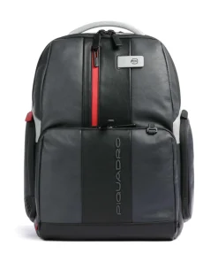 Urban Laptop-Rucksack 15″ fein genarbtes Rindsleder schwarz/grau