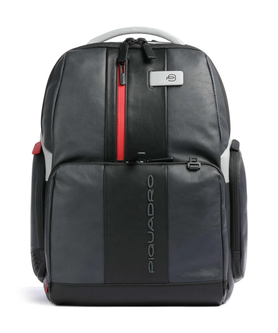 Urban Laptop-Rucksack 15″ fein genarbtes Rindsleder schwarz/grau