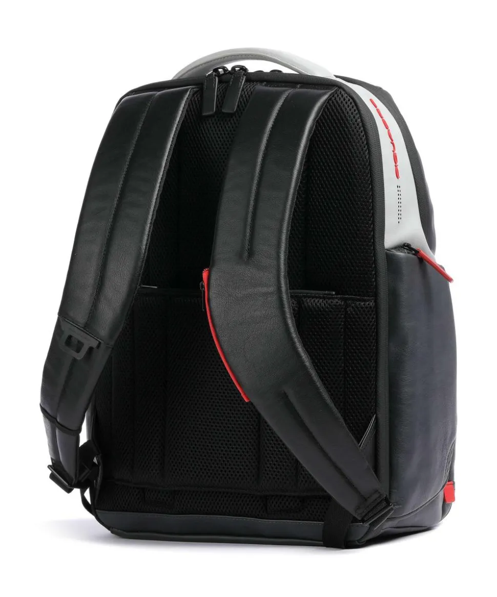 Urban Laptop-Rucksack 15″ fein genarbtes Rindsleder schwarz/grau