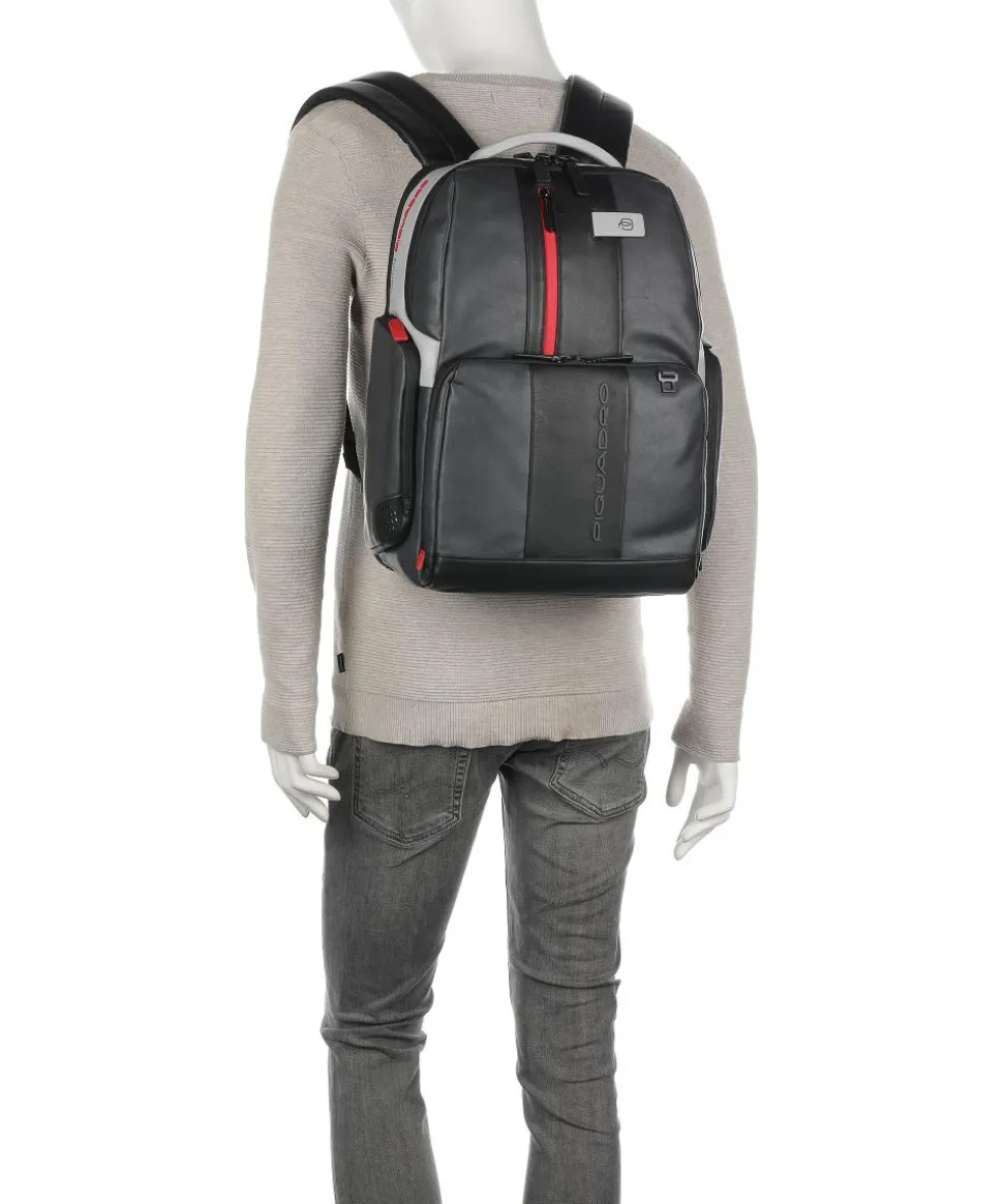 Urban Laptop-Rucksack 15″ fein genarbtes Rindsleder schwarz/grau