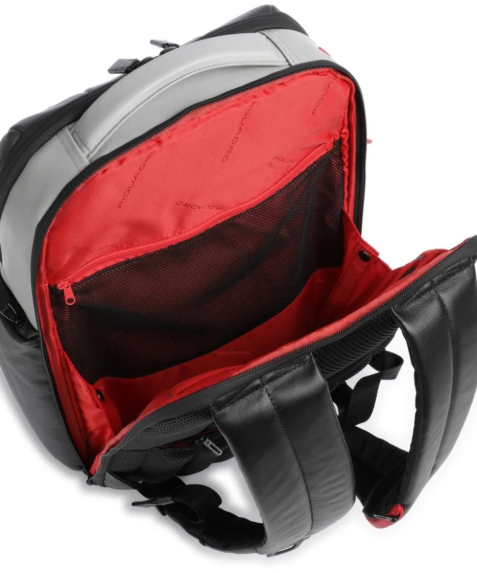 Urban Laptop-Rucksack 15″ fein genarbtes Rindsleder schwarz/grau