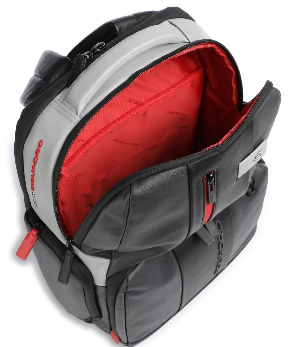 Urban Laptop-Rucksack 15″ fein genarbtes Rindsleder schwarz/grau
