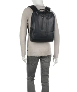 Urban Laptop-Rucksack 15″ fein genarbtes Rindsleder dunkelblau