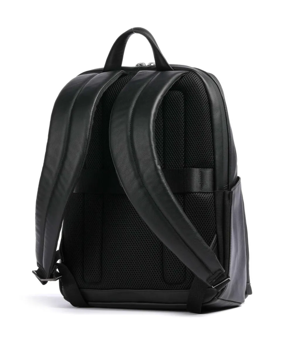 Urban Laptop-Rucksack 13″ fein genarbtes Rindsleder schwarz
