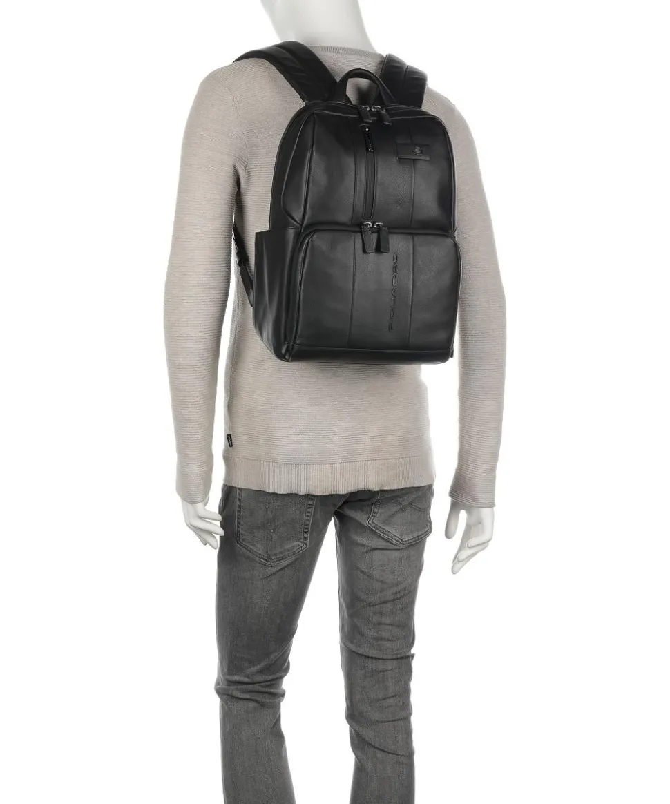Urban Laptop-Rucksack 13″ fein genarbtes Rindsleder schwarz
