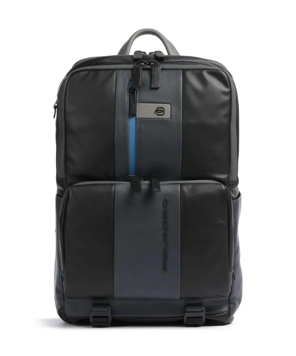 Urban Laptop-Rucksack 17″ fein genarbtes Rindsleder schwarz/grau