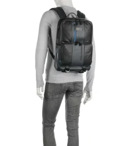 Urban Laptop-Rucksack 17″ fein genarbtes Rindsleder schwarz/grau