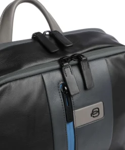 Urban Laptop-Rucksack 17″ fein genarbtes Rindsleder schwarz/grau