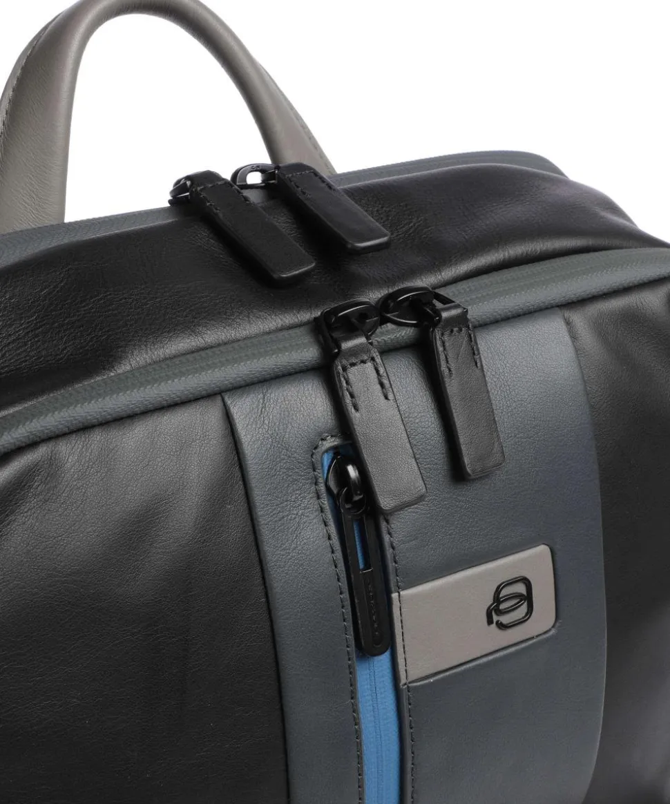 Urban Laptop-Rucksack 17″ fein genarbtes Rindsleder schwarz/grau