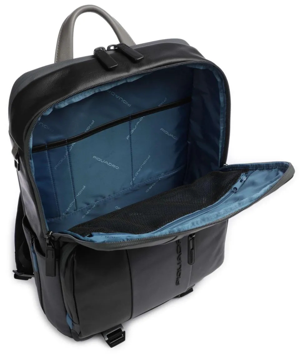 Urban Laptop-Rucksack 17″ fein genarbtes Rindsleder schwarz/grau