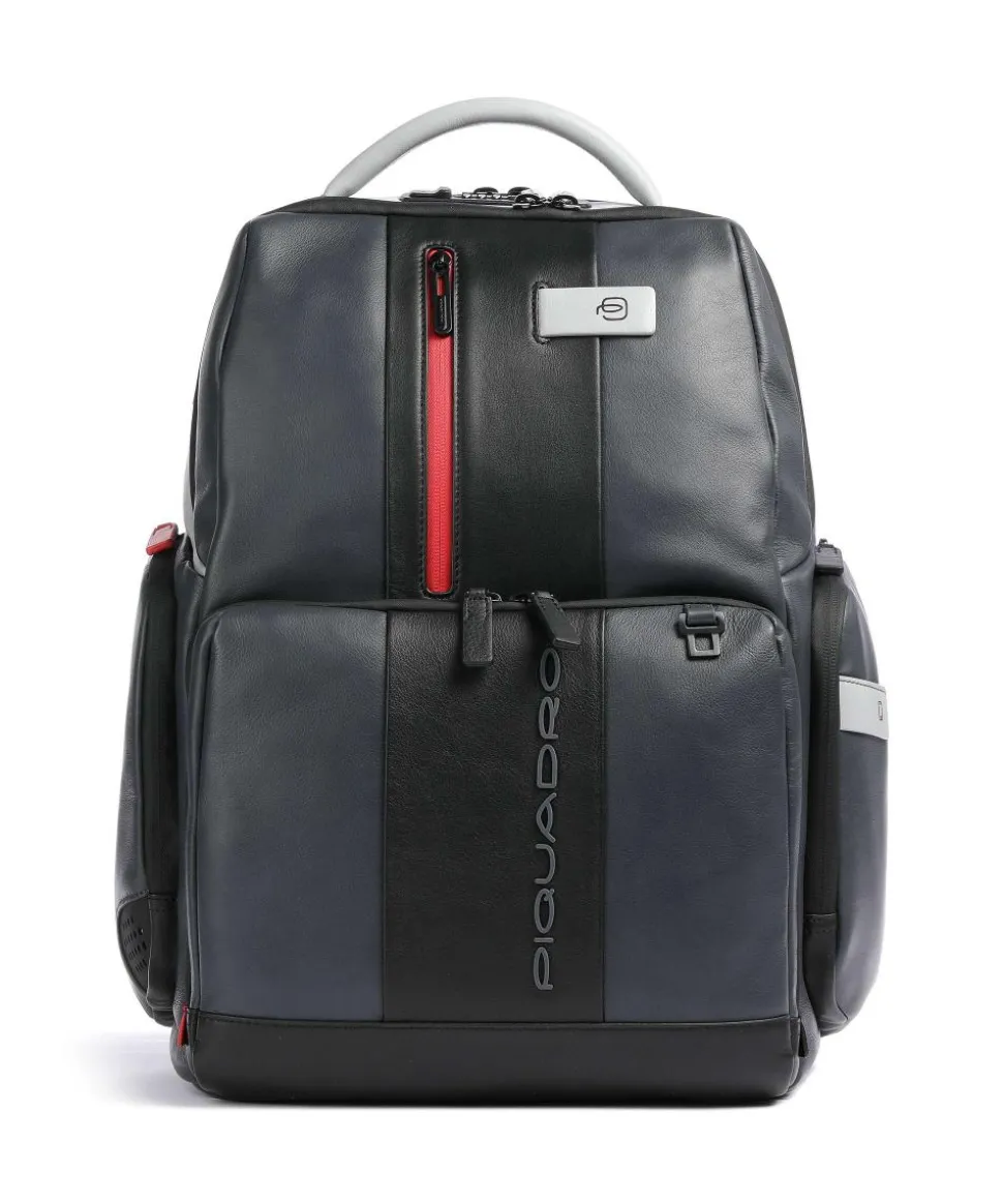 Urban Laptop-Rucksack 15″ genarbtes Rindsleder schwarz/grau