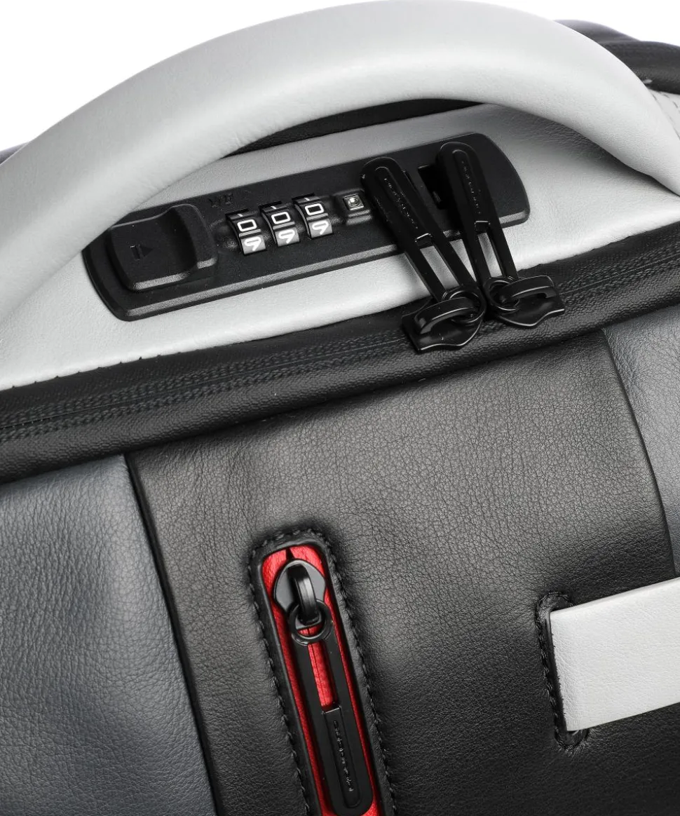 Urban Laptop-Rucksack 15″ genarbtes Rindsleder schwarz/grau