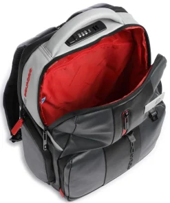 Urban Laptop-Rucksack 15″ genarbtes Rindsleder schwarz/grau